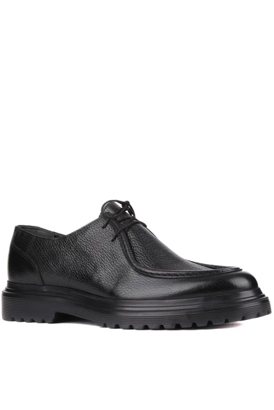 Shoetyle - Siyah Deri Bağcıklı Erkek Günlük Ayakkabı 250-1617 - Resim 2