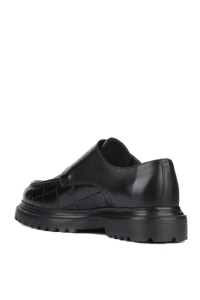 Shoetyle - Siyah Croco Deri Tokalı Erkek Klasik Ayakkabı 250-1616 - Resim 5