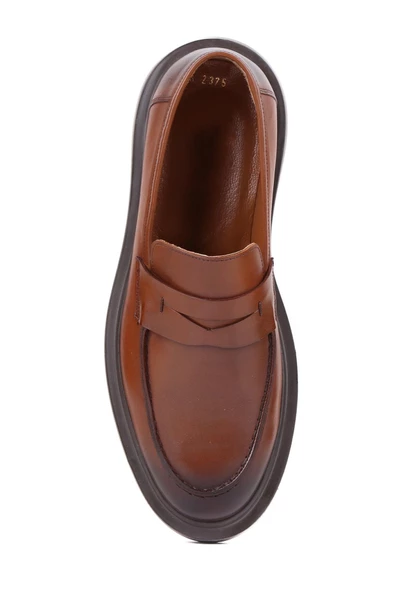 Shoetyle - Taba Deri Bağcıksız Erkek Klasik Ayakkabı 250-2375 - Resim 5