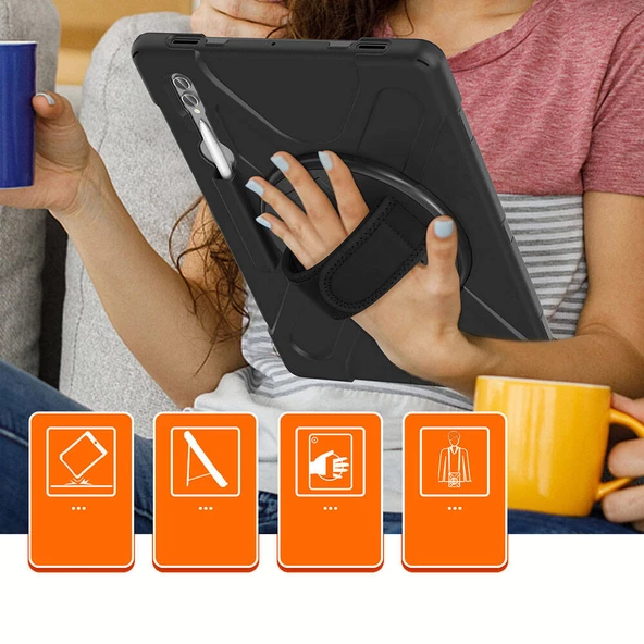 Tab S10 Ultra (X920) / S9 Ultra (X910) / Tab S8 Ultra Uyumlu Defender Zırhlı Tam koruma Silikon - 11