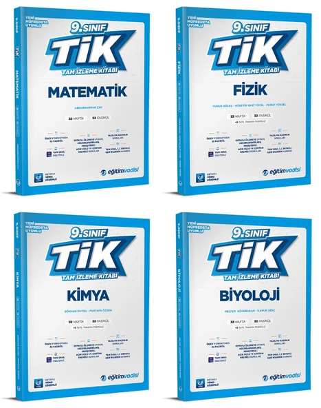 Eğitim Vadisi 2025 9. Sınıf Matematik + Fizik + Kimya + Biyoloji Tak Tam Anlatım Seti 4 Kitap