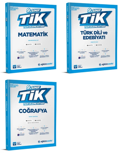 Eğitim Vadisi 2025 9. Sınıf Matematik + Edebiyat + Coğrafya Tam İzleme Kitabı Seti 3 Kitap