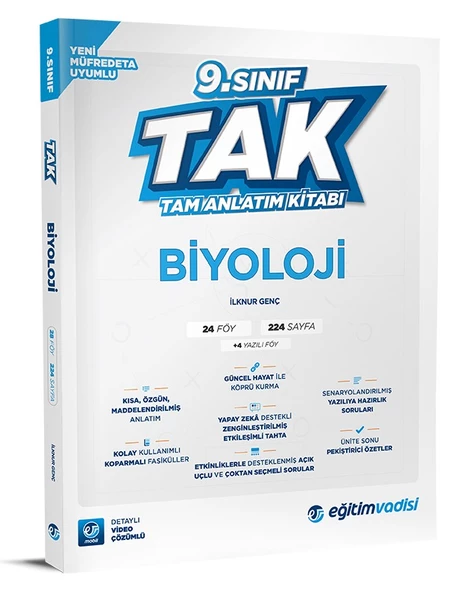 Eğitim Vadisi 2025 9. Sınıf Biyoloji Tak Tam İzleme Kitabı