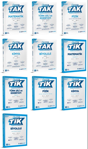 Eğitim Vadisi 2025 9. Sınıf Matematik + Edebiyat + Fizik + Kimya + Biyoloji Tak Tam Anlatım + Tik Tam İzleme Seti 10 Kitap