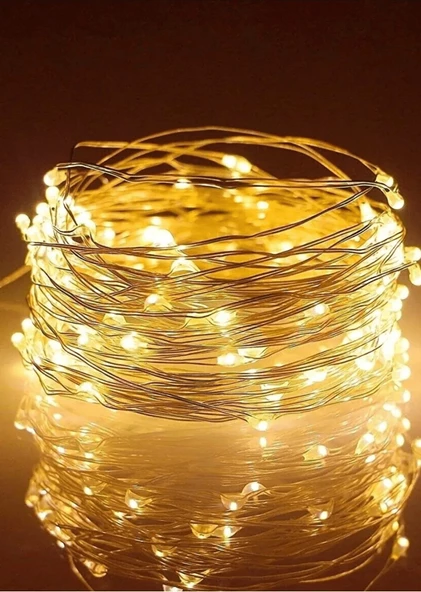 10 Adet 5 Metre Günışığı Renk Pil ile Çalışan Peri Led  Dekoratif ve Şık Aydınlatma - 4