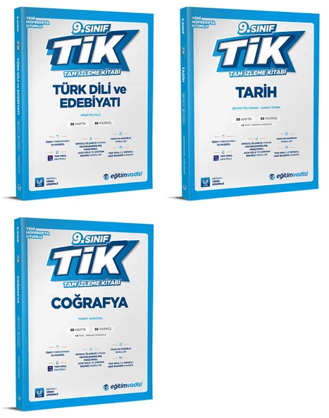 Eğitim Vadisi 2025 9. Sınıf Edebiyat + Tarih + Coğrafya Tam İzleme Kitabı Seti 3 Kitap