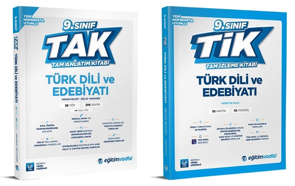 Eğitim Vadisi 2025 9. Sınıf Türk Dili Ve Edebiyatı Tak Tam Anlatım + Tam İzleme Seti 2 Kitap