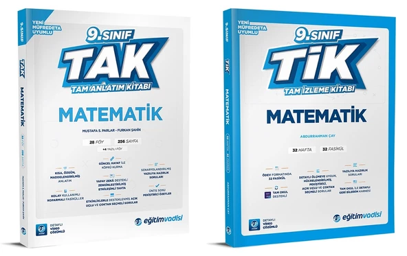Eğitim Vadisi 2025 9. Sınıf Matematik Tak Tam Anlatım + Tam İzleme Seti 2 Kitap