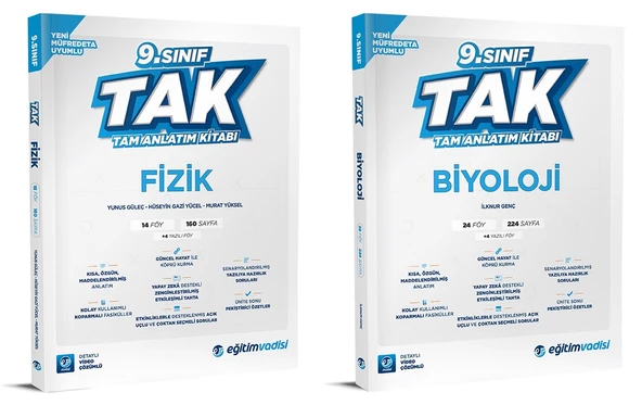 Eğitim Vadisi 2025 9. Sınıf Fizik + Biyoloji Tak Tam Anlatım Seti 2 Kitap