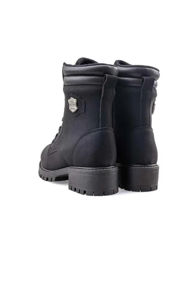 Polact 24028-24 Deri Fermuarlı Kadın Bot Nubuk Siyah - Resim 3