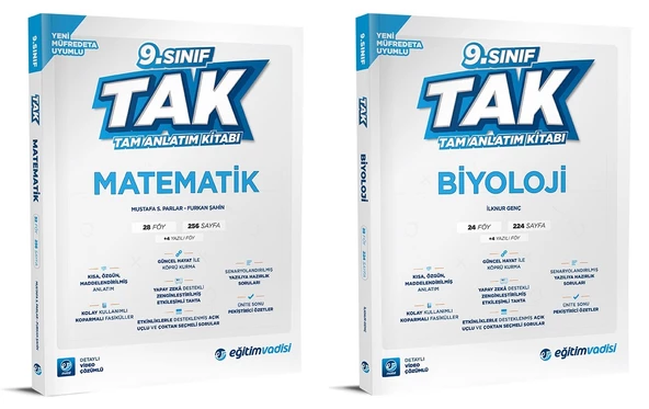 Eğitim Vadisi 2025 9. Sınıf Matematik + Biyoloji Tak Tam Anlatım Seti 2 Kitap