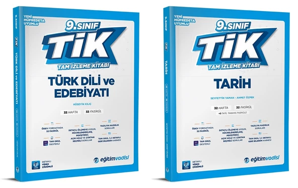 Eğitim Vadisi 2025 9. Sınıf Edebiyat + Tarih Tam İzleme Kitabı Seti 2 Kitap
