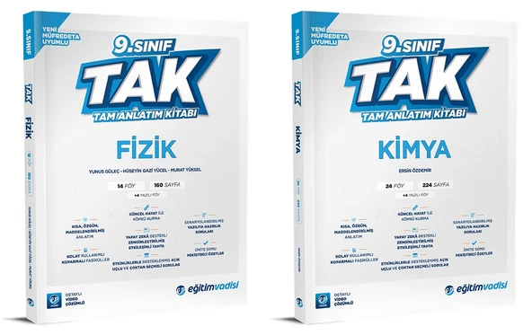 Eğitim Vadisi 2025 9. Sınıf Fizik + Kimya Tak Tam Anlatım Seti 2 Kitap