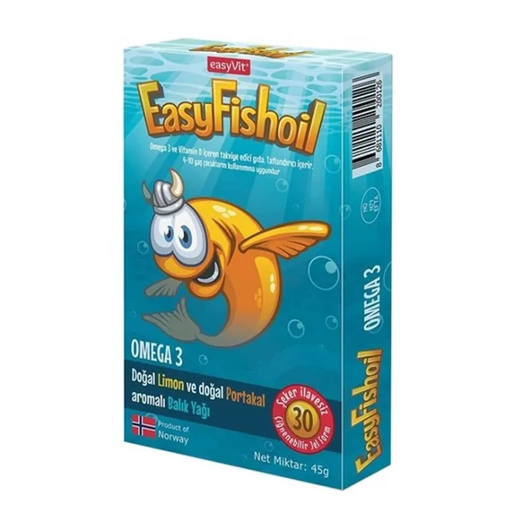 EasyFishoil Omega  Balık Yağı 30 Adet Çiğnenebilir Jel Tablet