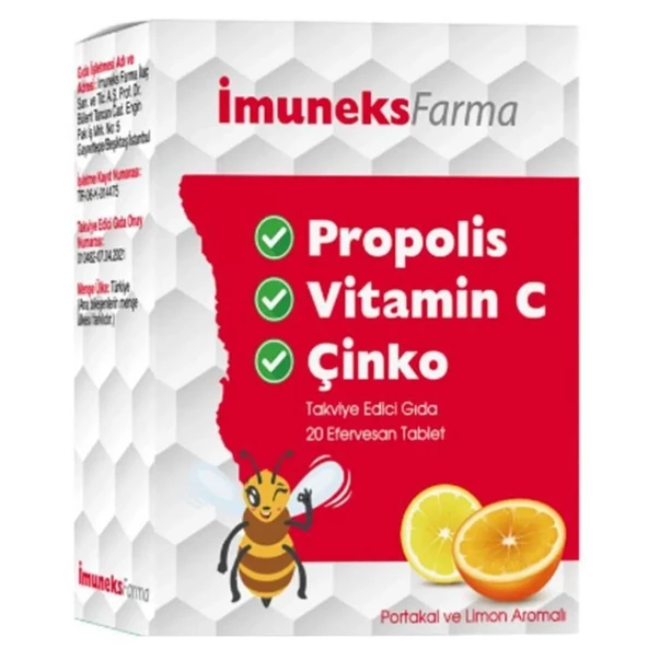 Imuneks Propolis Vitamin C Ve Çinko 20 Tablet