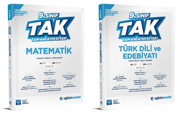 Eğitim Vadisi 2025 9. Sınıf Matematik + Edebiyat Tak Tam Anlatım Seti 2 Kitap