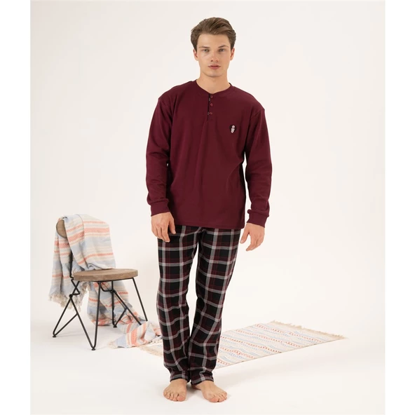 Estiva %100 Pamuk İnterlok Ekose Kareli Erkek Pijama Takım - 2
