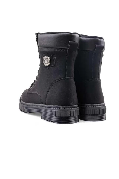 Polact 24070-24 Deri Fermuarlı Kadın Bot Nubuk Siyah - Resim 3