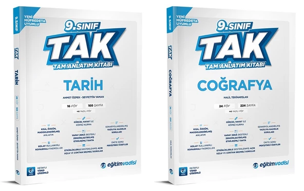Eğitim Vadisi 2025 9. Sınıf Tarih + Coğrafya Tak Tam Anlatım Seti 2 Kitap