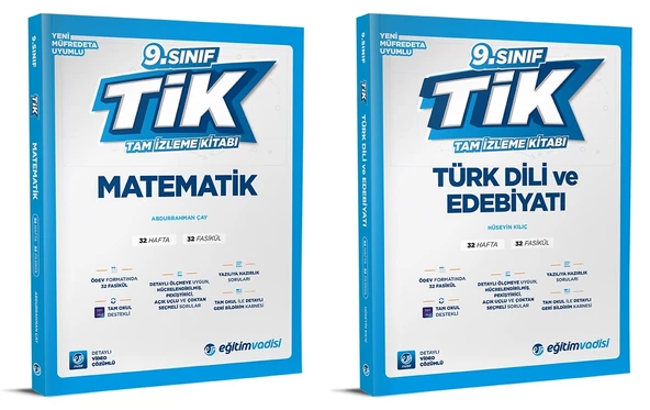 Eğitim Vadisi 2025 9. Sınıf Matematik + Edebiyat Tam İzleme Kitabı Seti 2 Kitap