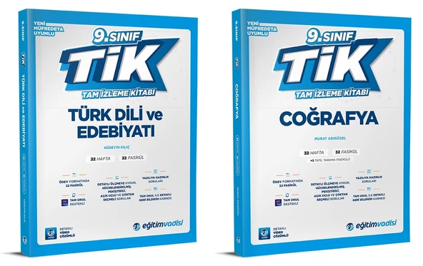 Eğitim Vadisi 2025 9. Sınıf Edebiyat + Coğrafya Tam İzleme Kitabı Seti 2 Kitap