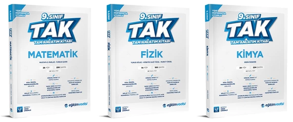 Eğitim Vadisi 2025 9. Sınıf Matematik + Fizik + Kimya Tam Anlatım Kitabı Seti 3 Kitap