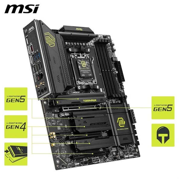 MSI MAG X870 TOMAHAWK WIFI-7 DDR5 HDMI-DP PCIE 5.0 AM5 ATX - Resim 4