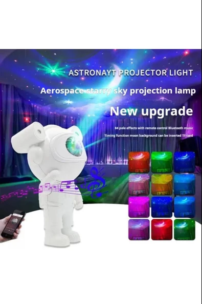 Mini Astronot Galaksi Işık Projektör Led Işıklı Gece Lambalı Yıldızlı Bluetooth Hoparlör Müzik Çalar - 3