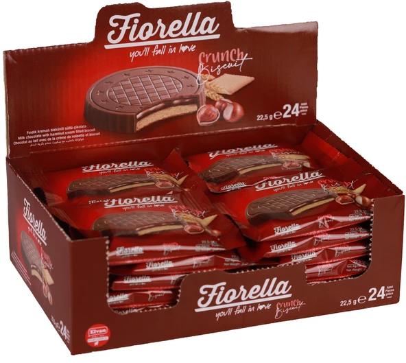 Fiorella Fındık Kremalı Çikolatalı Bisküvi 22,5 Gr. 24lü (1 Kutu)