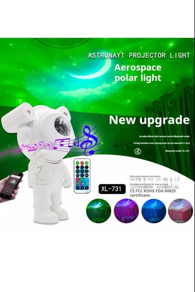 Mini Astronot Galaksi Işık Projektör Led Işıklı Gece Lambalı Yıldızlı Bluetooth Hoparlör Müzik Çalar - 5
