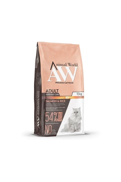 Animal World Sterilised Somonlu Pirinçli Kedi Maması 15 Kg