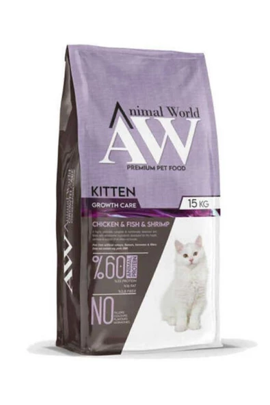 Animal World Kitten Tavuklu Balıklı Karidesli Kedi Maması 15 Kg