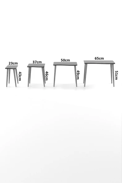 Zigon Sehpa Ahşap 4'lü Krem KR - Resim 5