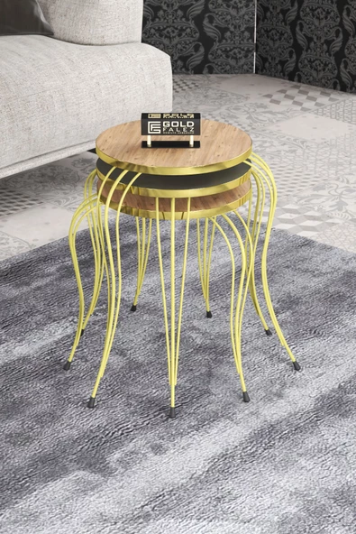 ZİGON SEHPA LÜKENS GOLD ANTRASİT CEVİZ - Resim 2