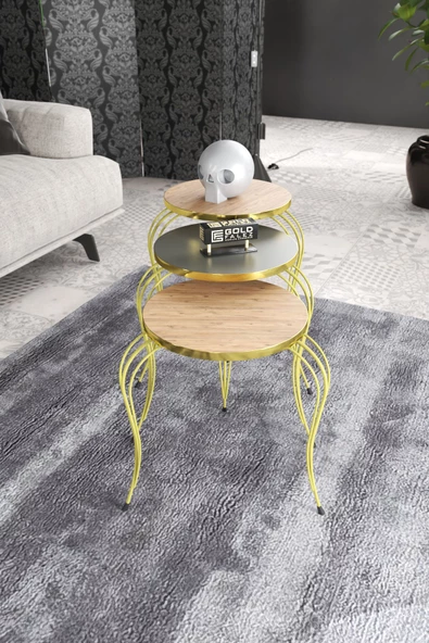 ZİGON SEHPA LÜKENS GOLD ANTRASİT CEVİZ ürün görseli 1