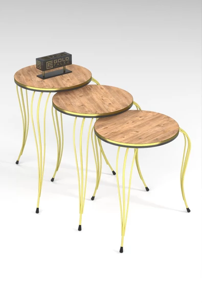 ZİGON SEHPA LÜKENS ÇİFT GOLD ATLANTİK ÇAM - Resim 3