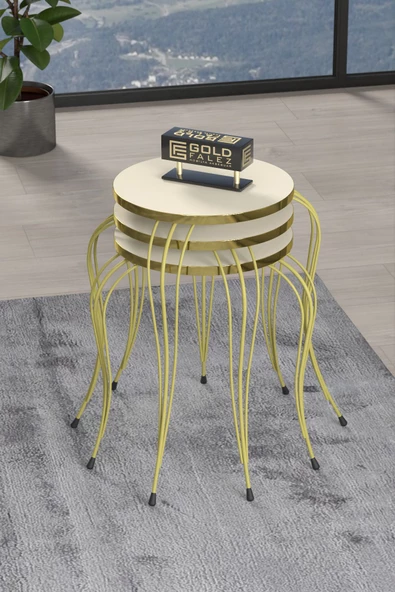 ZİGON SEHPA LÜKENS GOLD KREM - Resim 2