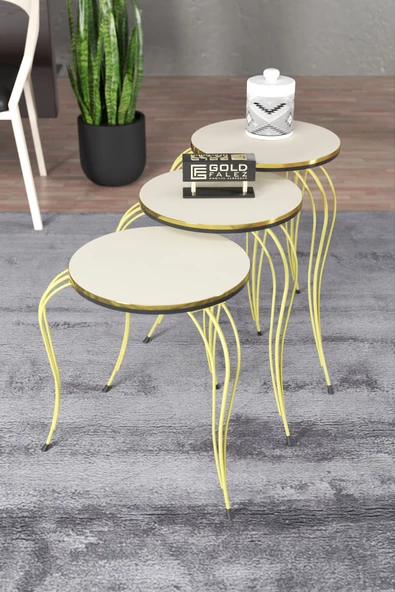 ZİGON SEHPA LÜKENS ÇİFT GOLD KREM ürün görseli 1