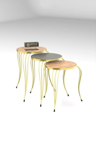 ZİGON SEHPA LÜKENS GOLD ANTRASİT CEVİZ - Resim 4