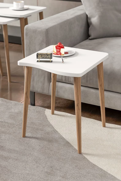 Zigon Sehpa Ahşap 4'lü Beyaz KR - Resim 3