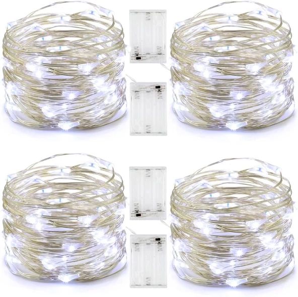 10 Adet 5 Metre Beyaz Renk Pil ile Çalışan Peri Led  Dekoratif ve Şık Aydınlatma - 5