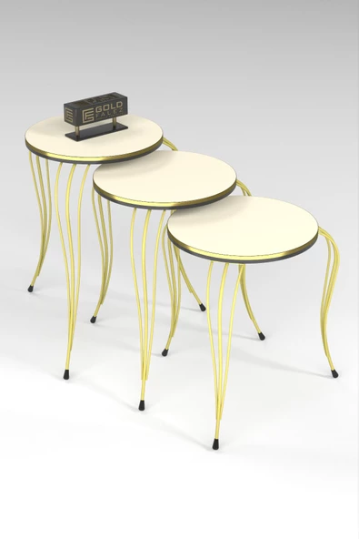 ZİGON SEHPA LÜKENS ÇİFT GOLD KREM - Resim 4