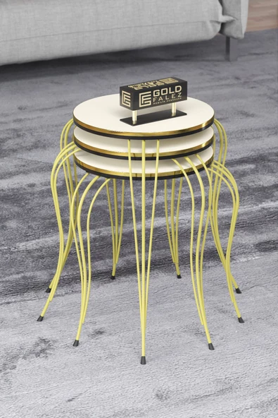 ZİGON SEHPA LÜKENS ÇİFT GOLD KREM - Resim 2