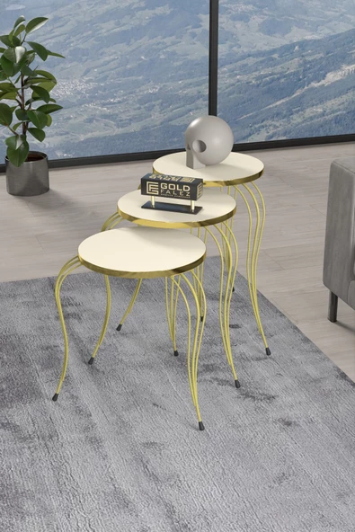 ZİGON SEHPA LÜKENS GOLD KREM ürün görseli 1