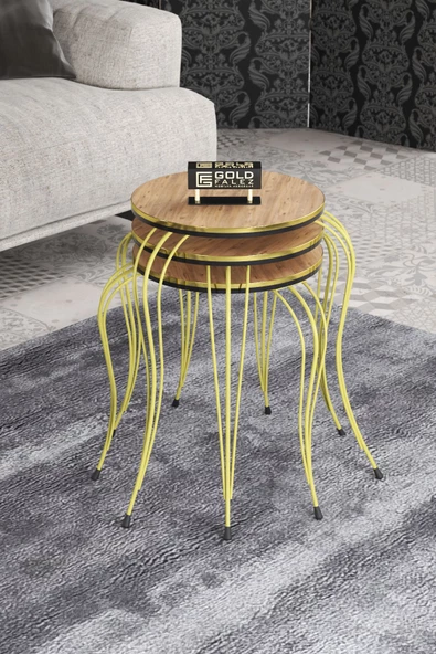 ZİGON SEHPA LÜKENS ÇİFT GOLD ATLANTİK ÇAM - Resim 2