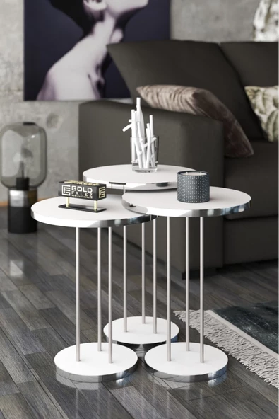 Zigon Sehpa Terra Gümüş Beyaz ürün görseli 1