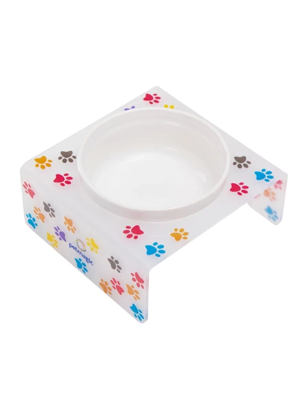 Petmagic Akrilik Beyaz Seramik Tekli Evcil Hayvan Kedi ve Mini Irk Köpek Mama Kabı-Mat Pati - 3