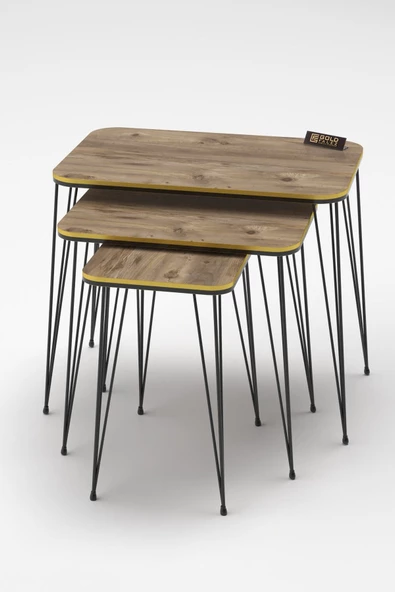 Zigon Sehpa Kr Çift Ceviz Tel Siyah Ayak - Resim 2