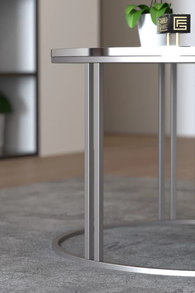 Orta Sehpa Tekli Special Lüx Gümüş Bendir - Resim 3