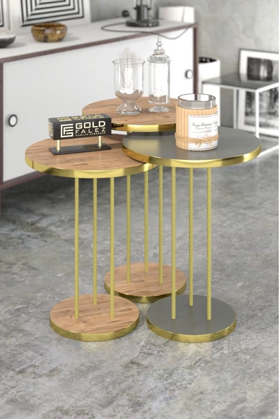 Zigon Sehpa Terra Gold Ceviz Antrasit TRR01 - Resim 2